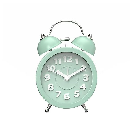 PILIFE Twin Bell Alarm Clock Loud Alarm Clock for Heavy Sleepers Bedrooms, Analog Alarm Clock, Small Alarm Clock, Retro Design for Kids, Battary Operation, 3 inch, Mint Green