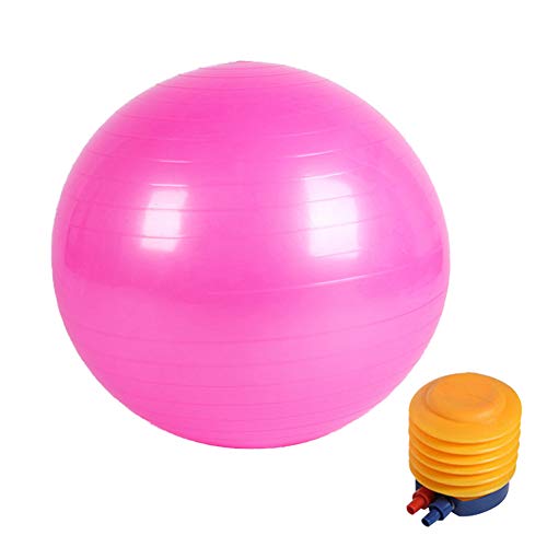 Ballon Fitness 55 65 cm pour Pilates Yoga Gym Ballon d'exercice avec Pompe, Bouchon Tire Bouchon Anti-Déflagrant pour Réhabilitation Garder la Ligne,Capacité Portante 150KG Rosé Bleu Violet (rose, 55)