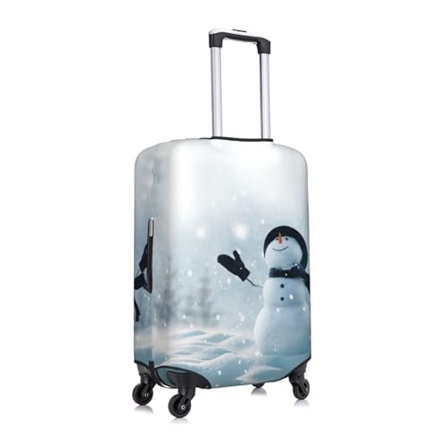 Christmas Happy Snowman Print Suitcase Cover Luggage Protector Washable Elastic Fashionable Travel Gear Cover3