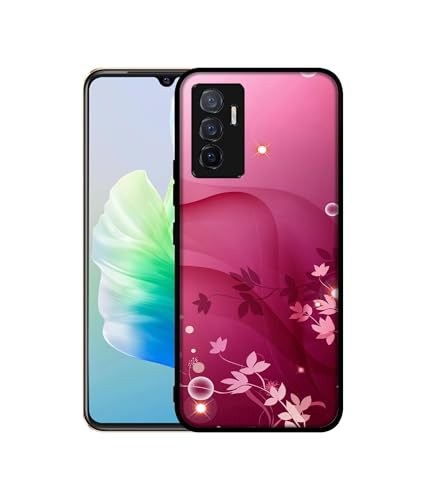 Image of Pink Abstract Design Premium 2D Printed Metal Back Case Cover for Vivo V23E 5G / Y75 4G