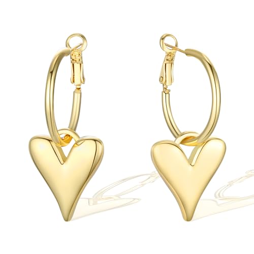 Heart Dangle Earrings for Women Huggie Earrings for Women Lightweight Heart Hoop Earrings for Women Heart Cubic Zirconia Earrings Drop Earrings Fashion Trendy Jewelry