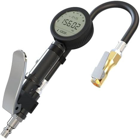 NORSHIRE Digital Tire Pressure Gauge 250 PSI Air Chuck & Compressor Accessories Heavy Duty with Quick Connect Coupler 0.01 Display Resolution with High Accuracy Sensor Type-C Charging Function
