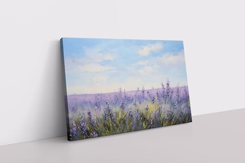 Tableau sur toile champ de lavande violette déco murale vintage fleurie lianyibo 20x30