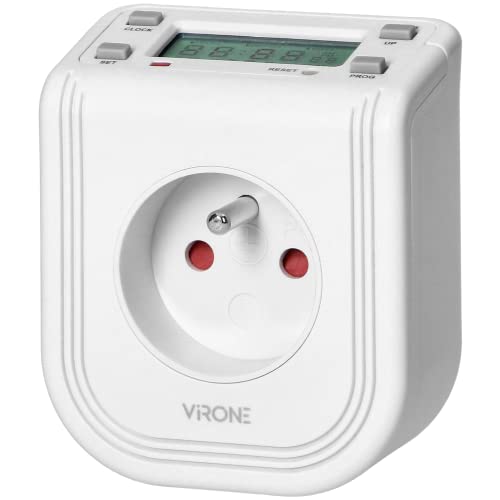 VIRONE DT-4 Prise Programmable avec afficheur LCD supérieur 230 VAC 3680 W 16 programmes simulateur de présence