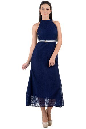 Raabta Fashion Navy Plain Maxi Dress 
