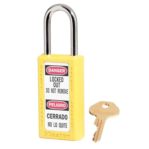 Master Lock – Yellow Zenex Thermoplastic Safety Padlock, 1-1/2in (38mm) Wide with 1-1/2in (38mm) Tall Shackle