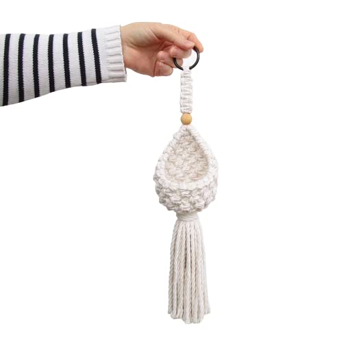 The Top Knott Macrame Cotton Plant Hanger|Indoor Outdoor Handmade Hanging Basket Planter Flower Pot Holder,35 Inch Boho Style Decorative Cotton Rope For Home,Porch,Balcony,Window,White