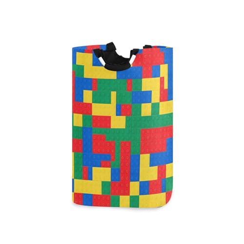 Jihqo Laundry Hamper Basket Building Blocks Collapsible Nursery Storage Bin Waterproof Clothing Baskets for Home Bedroom Bathroom Washing Room