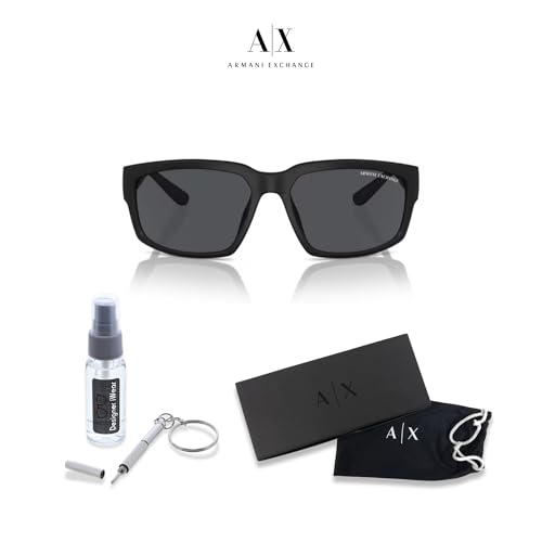 Armani Exchange AX4142SU 61MM Rectangle Sunglasses For Men +BUNDLE with ACCESSORY EYEWEAR KIT2