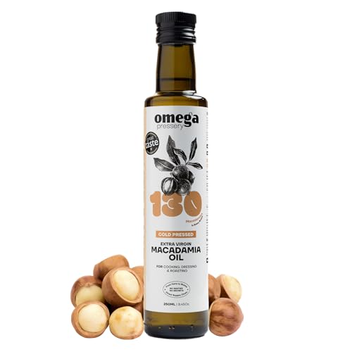 Omega Pressery Premium Extra Virgin Macadamia Cooking Oil - 250ml | Cold Pressed, Unblended & Unrefined | 100% Natural, Traceable & Pure Macadamia Nut Oil for Cooking | 1-Star Great Taste Award