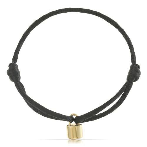 Made by Nami Pulsera de tela para mujer, color negro, con colgante de candado,...