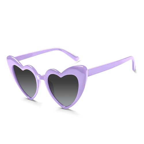 BOUBONI Heart Shaped Sunglasses Vintage Heart Glasses Bridal Party Sunglasses for Women Wedding Bachelorette Party Favors (1 Purple)
