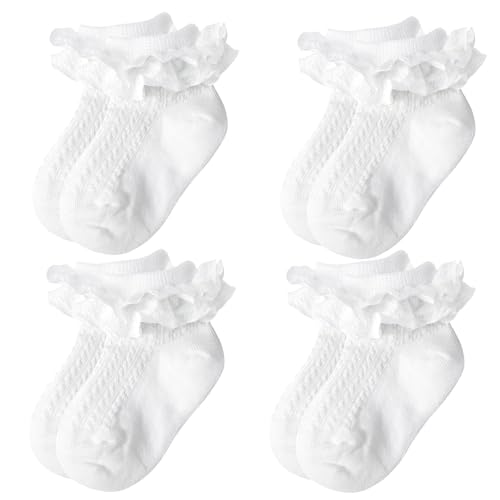 Baby Girls Ruffle Socks Cute Knit Cotton Frilly Lace Newborn Baby Infant Toddler Dress Socks for Girls Boys