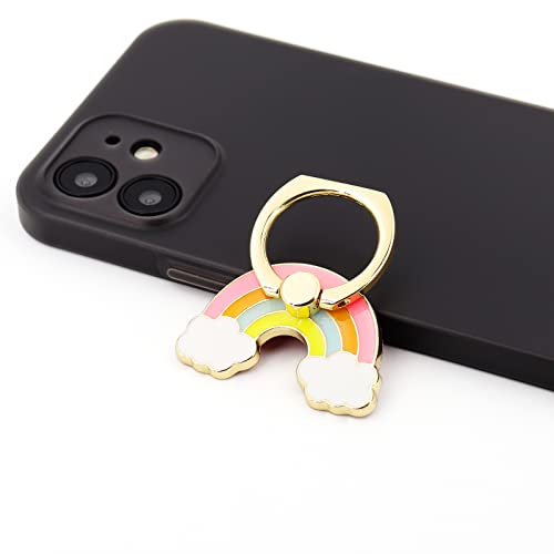 Lamignonne Phone Ring Holder Rainbow Metal Finger Grip 360° Rotation 180° Flip Kickstand Universal Phone Grip Compatible With All Smartphones #TOP6