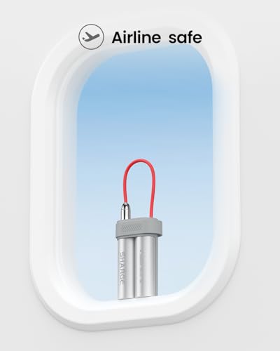 sharge Power Bank 10000mAh 30W Portable Charger with Built-in Type C Cable USB-C and USB-A Port Battery Pack for iPhone 17/16/15 Galaxy S25 iPad Pixel 9 Gray