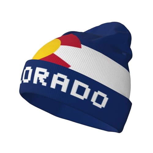AKMCBSH Colorado Flag Beanie Hat for Men and Women - Soft and Warm USA State Flag Knit Hat Unisex Winter Fall Hat Cuffed Knitted Skull Cap
