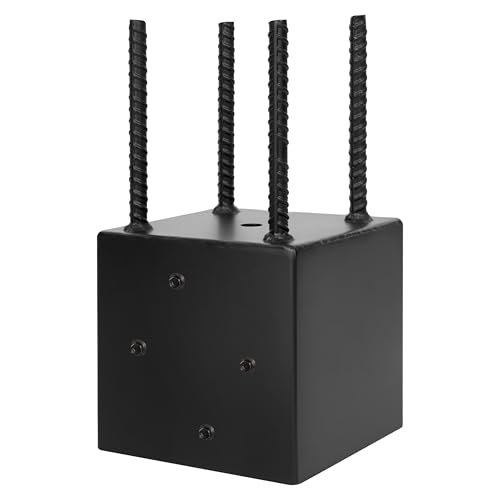 LADECH 6x6 Fence Post Holder Ground Spike Use for Concrete Deck - Post Anchor Metal Black Powder Coated 6 Inches x 6 Inches (Inner Dia 5.5x5.5 Wood Post) 2 Pack - Thumbnail 7