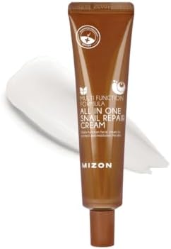 MIZON All-in-One Snail Repair Cream โ Korean Face Moisturizer with Snail Mucin & 12 Natural Extracts โ Hydrating & Nourishing Cream for Fine Lines, Wrinkles & Blemish Care | Travel Size(1.18 Fl Oz)