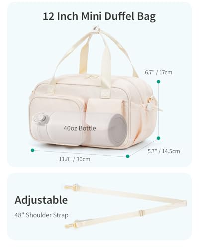 Ceneda 12 inch Mini Gym Bag for Women, Small Duffle Bag with Wet Pocket, Lightweight Multi-Pocket Travel Tote for Yoga, Sports, Workout, Daily Use - Water-Resistant3