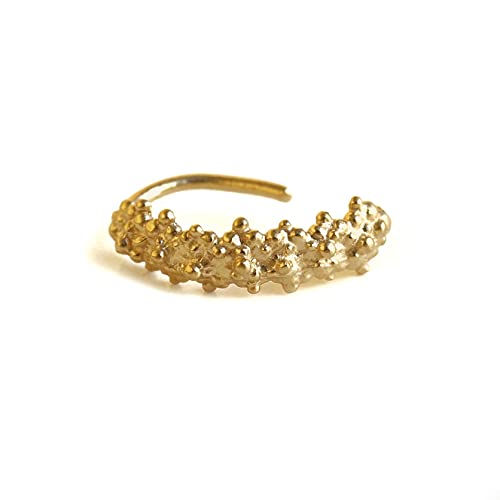 Gold Nose Ring, 14K Solid Yellow Gold Tribal Nose Hoop, Indian Style Piercing, Handmade Jewelry, 20g