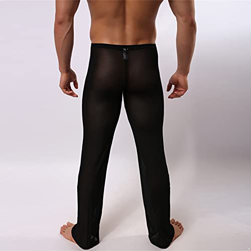 Men's Loose Trouser Sexy Mesh Transparent Long Pants See Through Ultra-thin Pajamas Sleepwear4