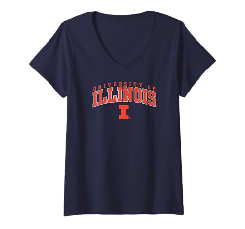 Women's Illinois Fighting Illini Arch Over Officially Licensed V-Neck T-Shirt
