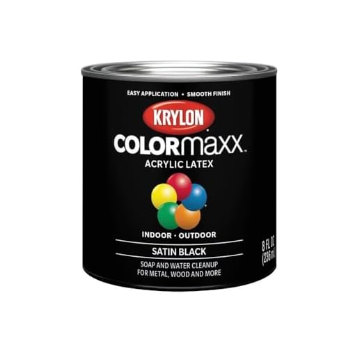 Krylon K05613007 COLORmaxx Acrylic Latex Brush On Paint for Indoor/Outdoor Use, ½ Pint, Satin Black