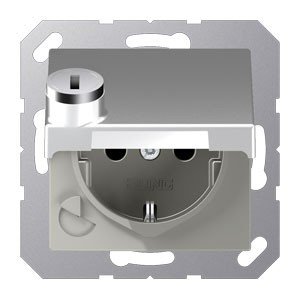 Prise Schuko haut de gamme Jung A 1520 BFKLSL AL design aluminium incassable 250 V