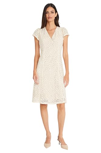Maggy London Women's Dresses V-Neck Floral Laser Cut Fit and