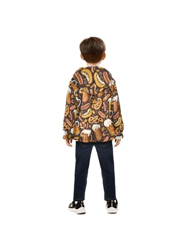 Beer Mugs Pretzels Hotdogs Girls Fleece Jacket Girls Fall Jacket Boys Coats Zip Up Hoodie Children Outerwear 2-10T4