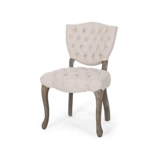 Case Tufted Dining Chair With Cabriole Legs (Set Of 2), Beige And Brown Washfinish #TOP7
