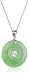 Rhodium-Plated Sterling Silver Jade Donut with Asian Script Center Pendant Necklace