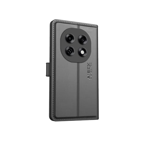 Image of AIBEX Compatible for Oppo F31 Pro 5G Flip Cover Leather Finish | Inside TPU with Card Pockets | Wallet Stand | Complete Protection Flip Case Black