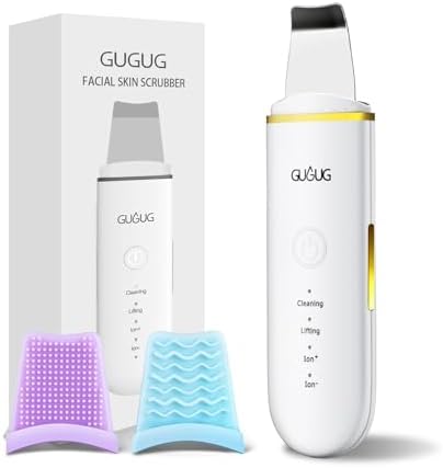 GUGUG Skin Scrubber Face Spatula Skin Spatula Pore Cleaner Blackhead Remover Tools for Facial Deep Cleansing-4 Modes -White.