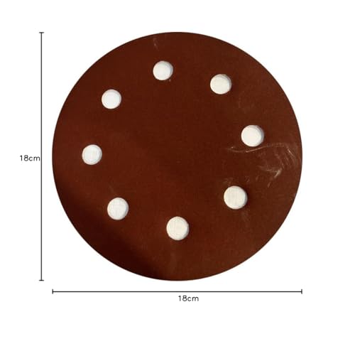 Buildskill Premium Velcro Sanding Disc for BH02 Sander, Hook & Loop Sandpaper (Pack of 3), 180mm Diameter, Grit No 320 - Efficient 8 Hole Dust Extraction Pattern