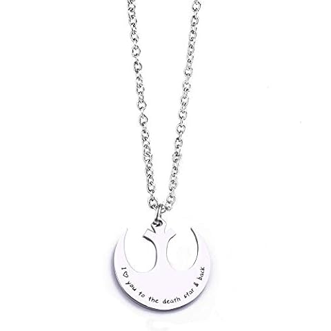Anlive I Love You to the Death Star and Back Necklace Keychain Christmas Gift (silver necklace) Cover