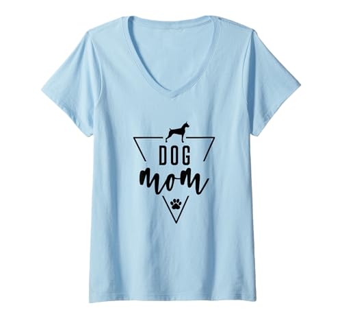 Mujer Boxer Dog Mom - Perro mamá huella cachorro lindo mascota Camiseta Cuello V