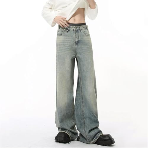 Men's Jeans Washing Solid Color Wide Leg Denim Pants Straight Loose Jeans3