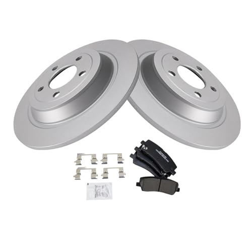 Image of TRQ Rear Brake Pad and Rotor Set Ceramic Coated Rotors Compatible with 2018 Ford Mustang