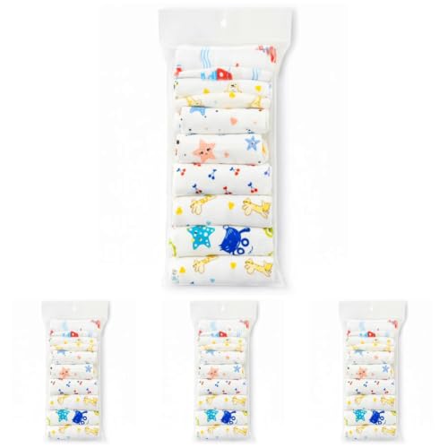 Image of GLUN Soft Premium Baby Washcloth for Newborn, Pack of 32 Printed Mini Wash Towel, Washable, Reusable, & Absorbent, Extra Soft Face Towels for Babies