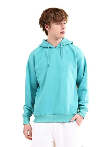 Image of The Indian Garage Co Men Regular Fit Solid Overhead Hooded Sweatshirt