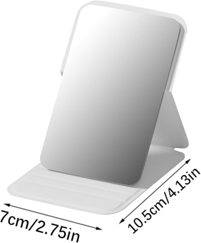 Image of Foldable Travel Mirror, Portable Pocket Makeup Mirror with Stand, Compact Handheld Vanity Mirror for Purse, Desk & Travel Use (7x11cm) (Grey)