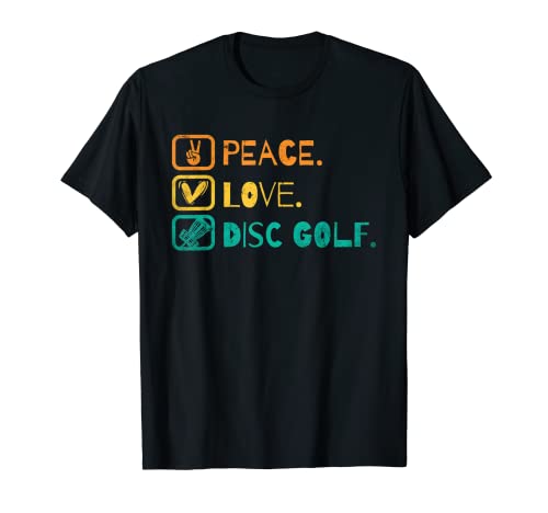 Peace Love Disc - Camisa de golf, diseño retro de puesta de sol Camiseta