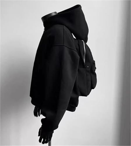 2-in-1 Backpack Hoodie for Men, Travel Hoodie with Built-in Zipper Backpack, Lightweight Streetwear Cardigan with Pockets 7