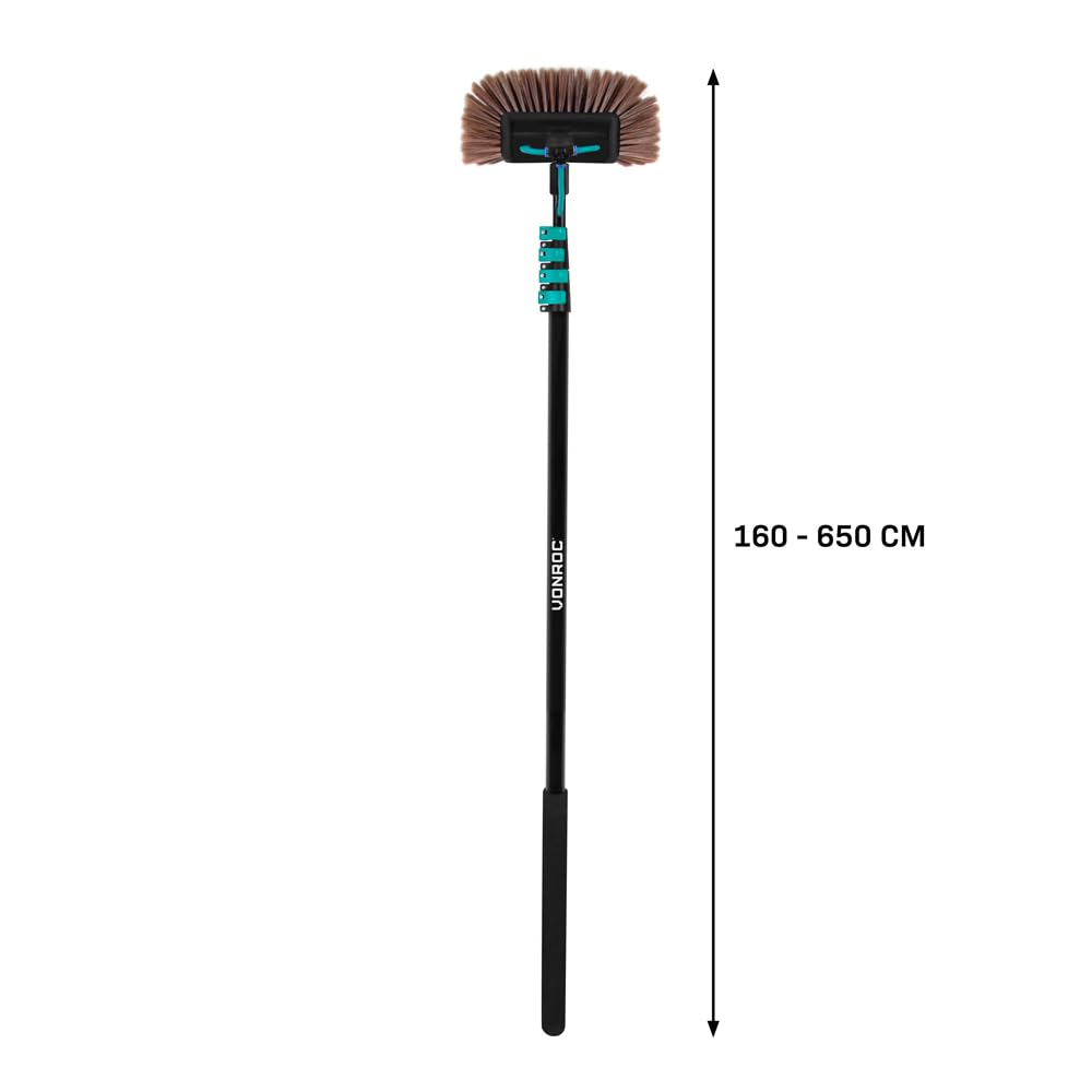 VONROC Kit Pulizia Pannelli fotovoltaici, 6,5m, + Filtro ad Acqua Pura di – Pulizia Senza Aloni per Vetri, Auto, Camper e Pannelli Solari – con Resina 4.5L, TDS Meter, Dosatore Sapone