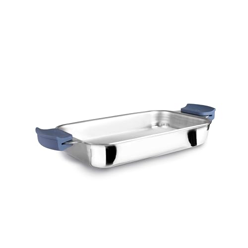 IBILI - Rustidera 5Ply Element 34X26X4,5 Cm, sin antiadherente, 5 capas, Apto para induccion, Apto para horno, Asas desmontables de silicona