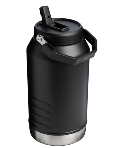 Image of STANLEY IceFlow Flip Straw 2.0 Jug, 96 oz, Black 2.0 | Easy Carry Handle | Twist On Lid and Flip Up Straw | Leakproof Water Bottle | Insulated Stainless Steel | BPA-Free