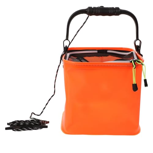 Fishing Water Pail, Thickened EVA Foldable Bucket with Net Cover