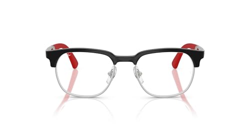 Ray-Ban Kids' RY1641 Square Prescription Eyewear Frames, Black On Silver/Demo Lens, 48 mm