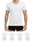 ALPIDEX Herren T-Shirts 5er Set V-Ausschnitt Männer Bussines Unterhemd Kurzarm Strech Shirt Baumwolle Basic Slim Fit, Größe:M, Farbe:White